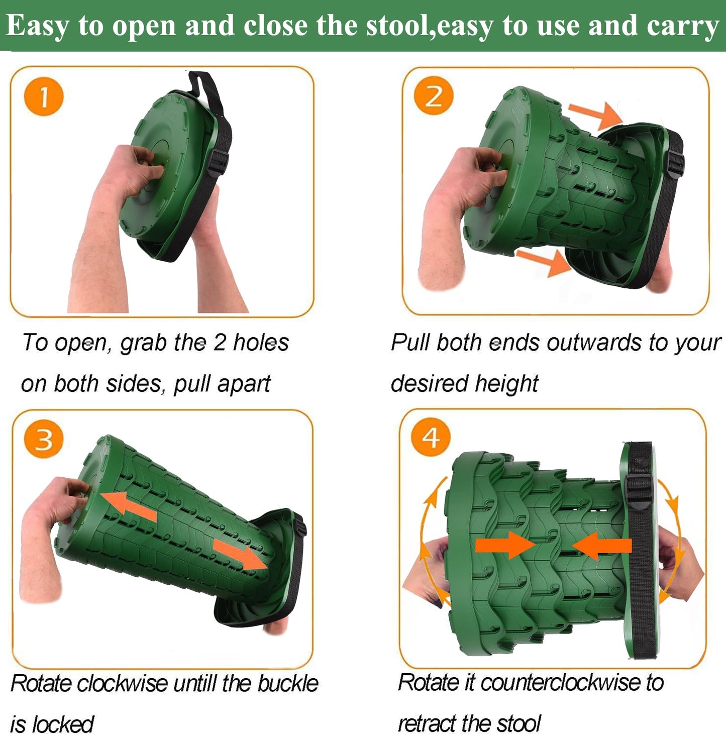 Fishboy Upgraded Square Collapsible Stool, 400lbs Max Weight, Lightweight But Sturdy, Portable Retractable Folding Telescoping Foldable Camping Stool for Adults Outdoor Fishing Hiking Travel BBQ