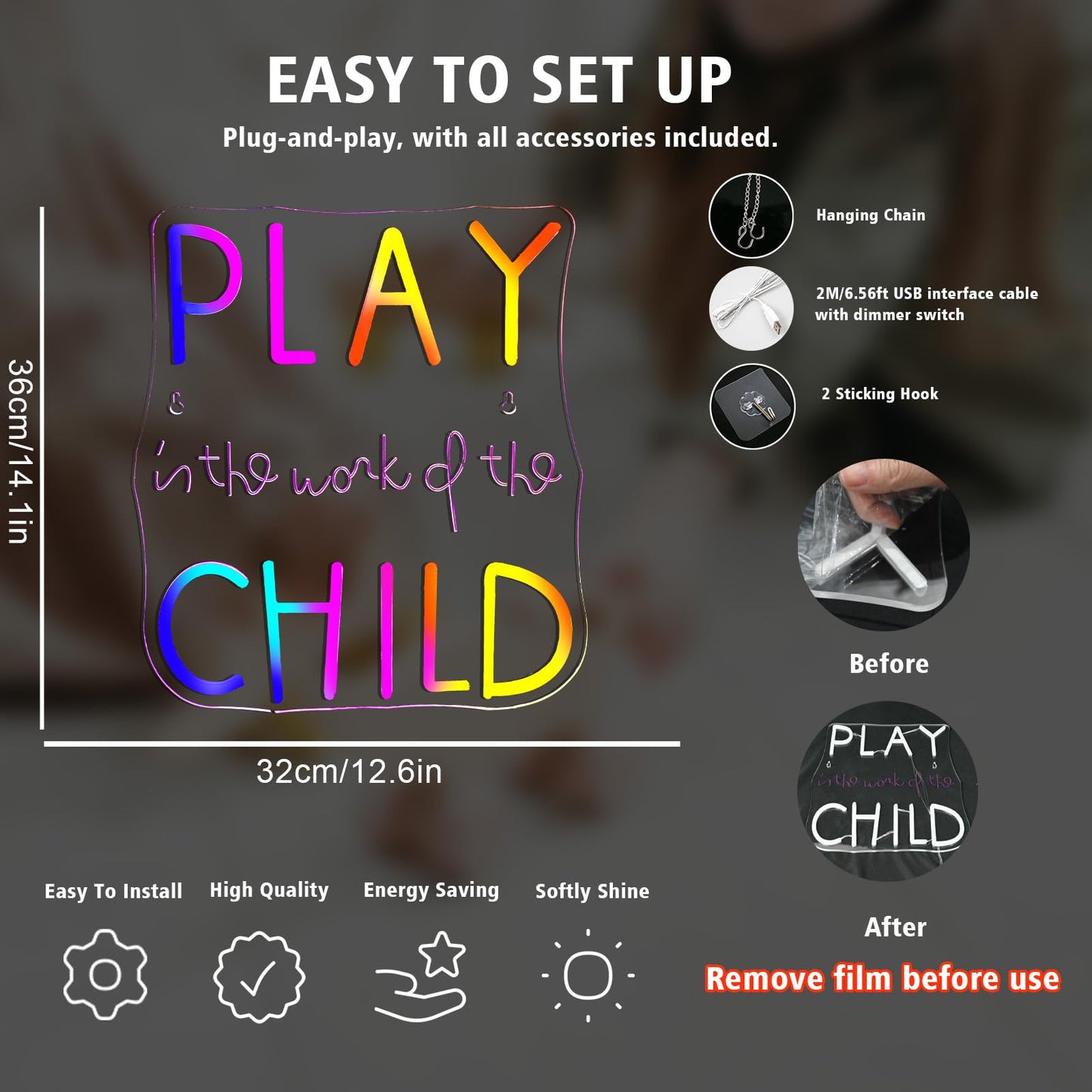 This Must Be The Place Neon Sign Warm White Letter Led Signs for Wall Decor Usb Word Light Up Signs for Bedroom Salon Man Cave Beer Home Bar Wedding Birthday Party Decor Gifts