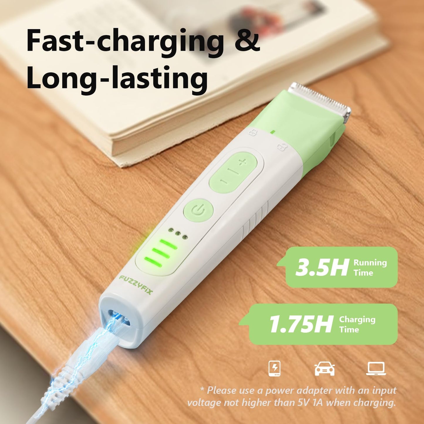 FuzzyFix Dog Grooming Kit, 4 in 1 Pet Clippers for Grooming Supplies, Cordless Dog Paw Trimmer Nail Grinder, Professional Long Hair Shaver for Matted Hair Cat Small Dogs Thick Coats