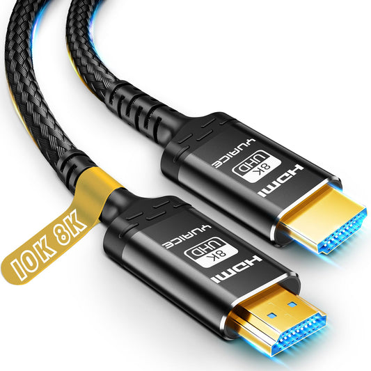 10K 8K HDMI Cable, 1.5FT, 3.3FT, 6.6FT, 10FT, 16FT, 20FT, 25FT Heavy Duty High-Speed Braided HDMI Cable, Professional HDMI Cord, 48Gbps, 4K@120Hz, 8K@60Hz, HDR, DTS:X, HDCP 2.2/2.3