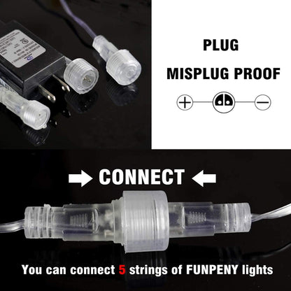 FUNPENY Meteor Shower Rain Lights, 288 LED Icicle Snow Falling Christmas Lights, Xmas Tree Holiday Decoration, White