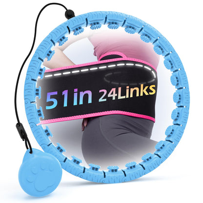 JLoibao Weighted Hula Circle for Adults Weight Loss with Sweat Belt,Infinity Fitness Hoop Plus Size, Include 24 Detachable Links and Waist Trainer for Women