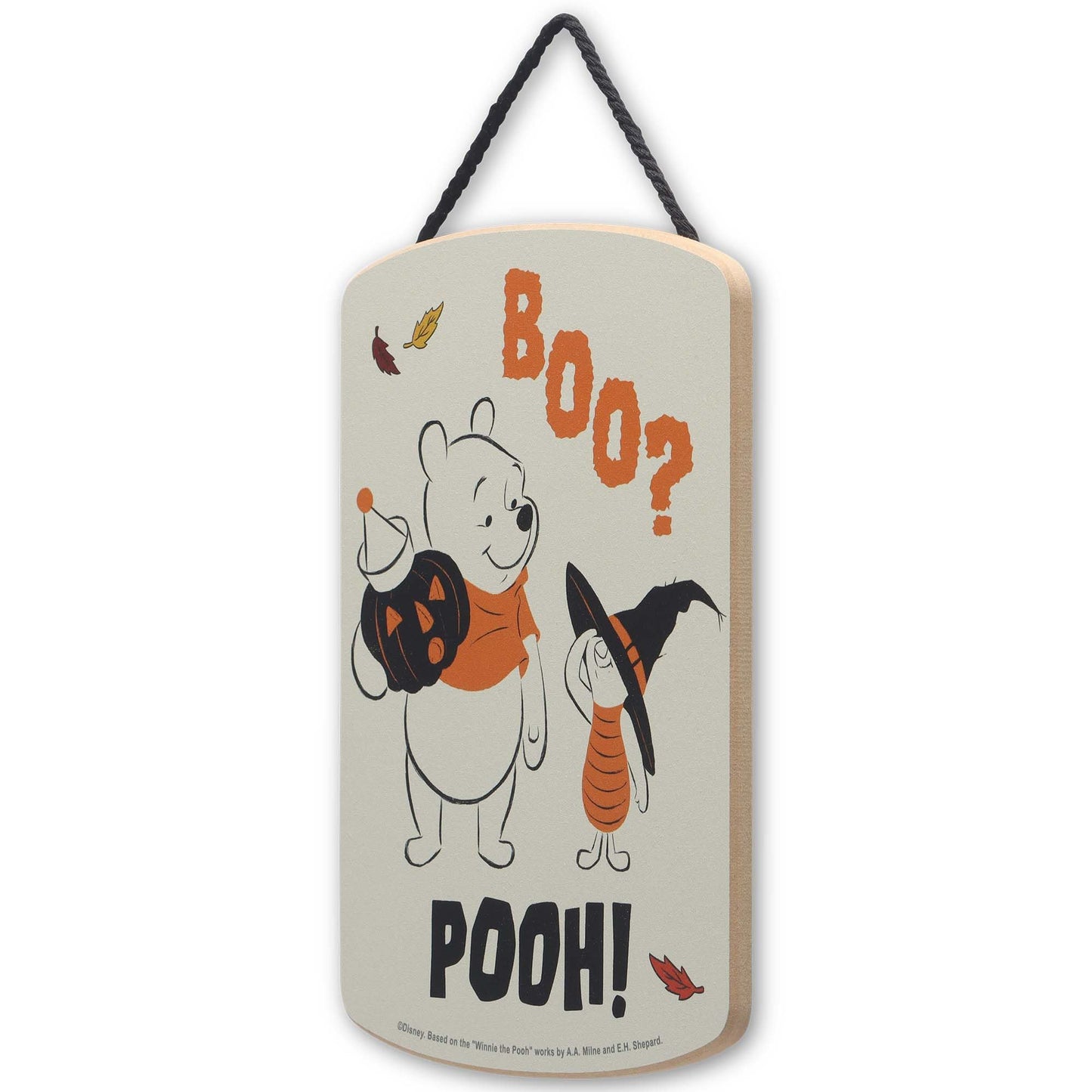 Disney Winnie the Pooh and Piglet Boo Halloween Hanging Wood Wall Decor - Cute Winnie the Pooh Halloween Decoration for Home