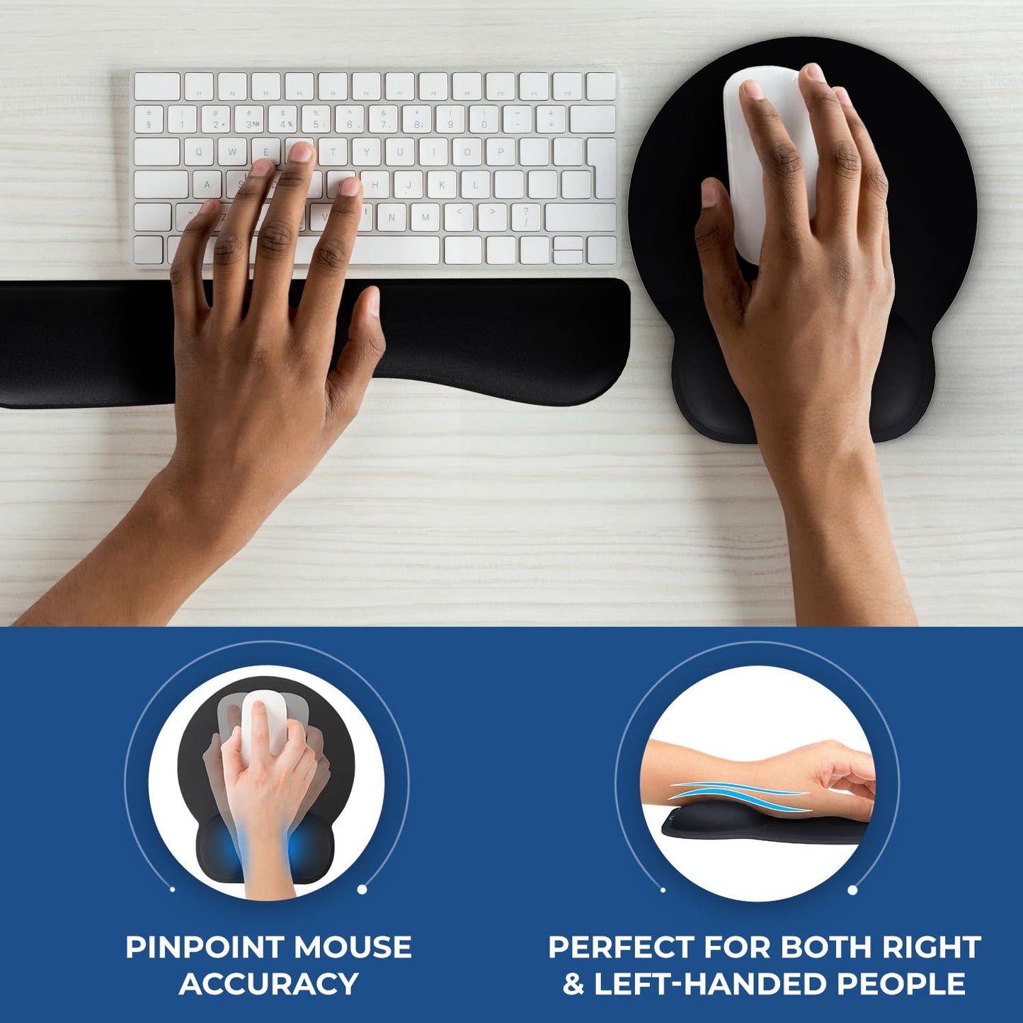 Everlasting Comfort Ergonomic Mouse Pad and Keyboard Wrist Rest for Computer Keyboard – Memory Foam Mouse Pad Set with Wrist Support for Comfort, Extended Typing Sessions