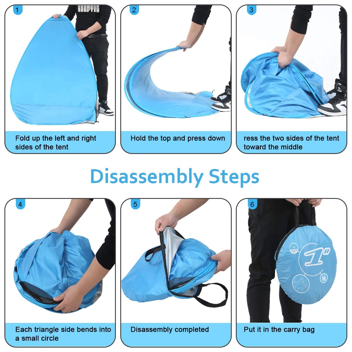 FBSPORT Beach Tent, UPF 50+ Easy Pop Up Beach Shade Beach Tent, Sun Shelter Instant Portable Beach Tent Umbrella Baby Canopy Cabana with Carry Bag, Sky Blue