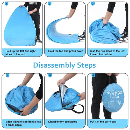 FBSPORT Beach Tent, UPF 50+ Easy Pop Up Beach Shade Beach Tent, Sun Shelter Instant Portable Beach Tent Umbrella Baby Canopy Cabana with Carry Bag, Sky Blue