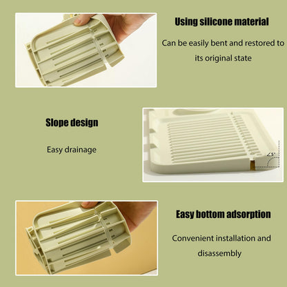 Faucet Mat for Kitchen Sink - 2024 Upgraded Premium Silicone Splash Guard with Fast Drying Properties - Protective Sink Tray Ideal for Stone Sinks in Kitchen & Bathroom (1, Gray)