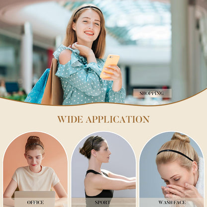 forenee Plastic Thin Skinny Headbands - Headbands for Women - Plain Headband for Girls DIY - Hair Bands Teeth Comb Headband Halloween Comb - Black