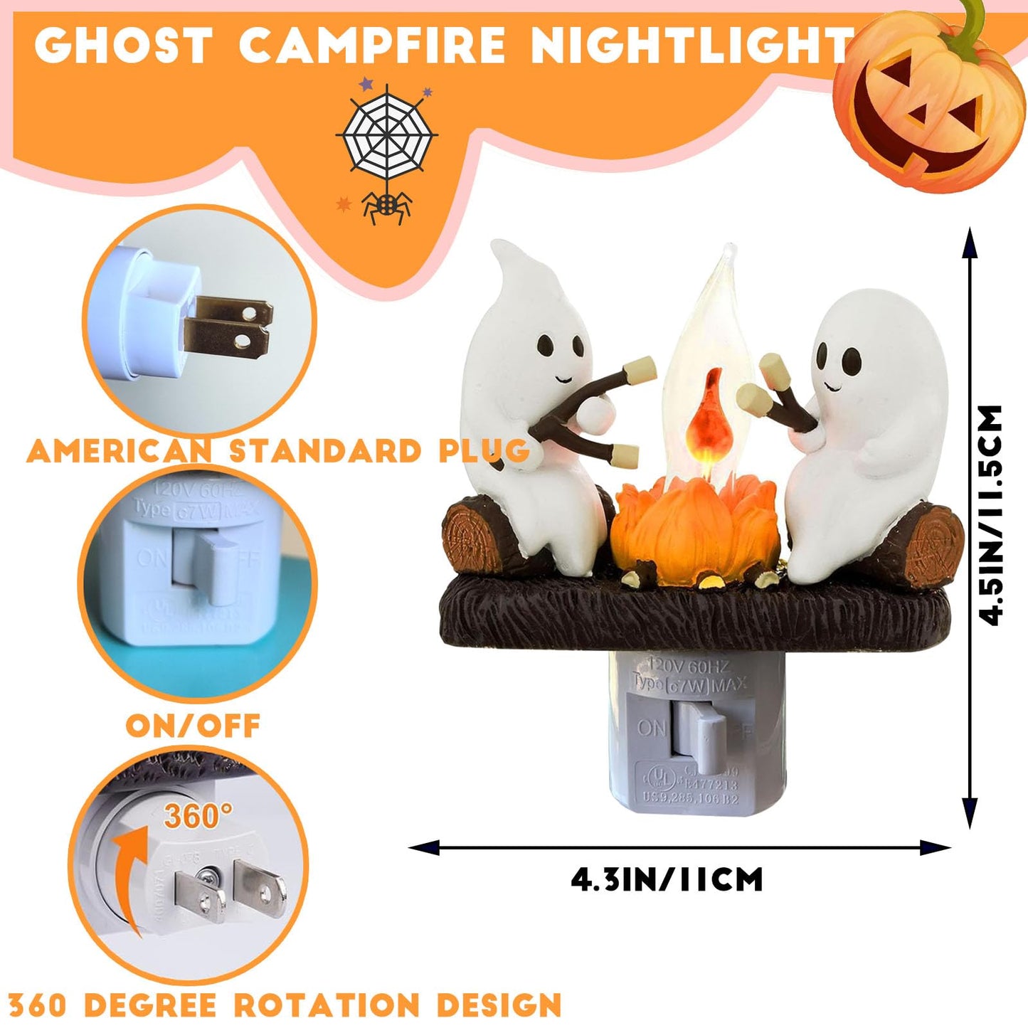 Ghost Campfire Nightlight, Ghost Campfire Flickering Nightlight, Campfire Flame Halloween Nightlight