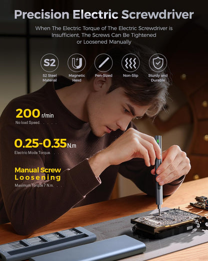 LIFEGOO Mini Electric Screwdriver, 62 in 1 Cordless Precision Power Screwdriver Set with 48 Bits, LED Lights Magnetic Mat, Rechargeable Portable Repair Tool Kit for Phone Watch Camera Laptop PC