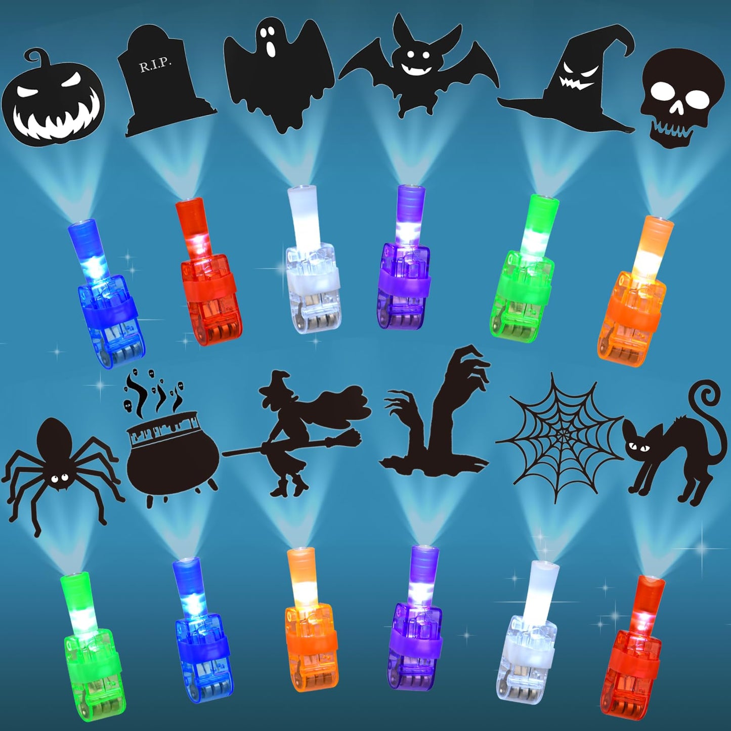 36pcs Halloween LED Finger Lights, Halloween Party Favors for Kids LED Light Up Toys Classroom Rewards Gifts, Halloween Treats Goody Bag Filler