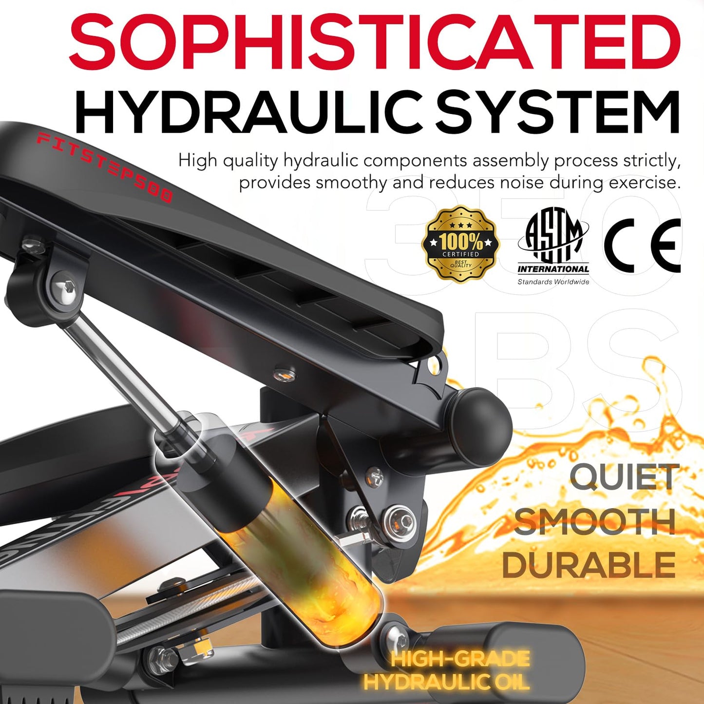 KeppiFitness Steppers for Exercise at Home, Mini Stair Stepper Machine with 350LB Maximum Capacity,Mini Stepper with Resistance Bands for Cardio Fitness Full Body Workout