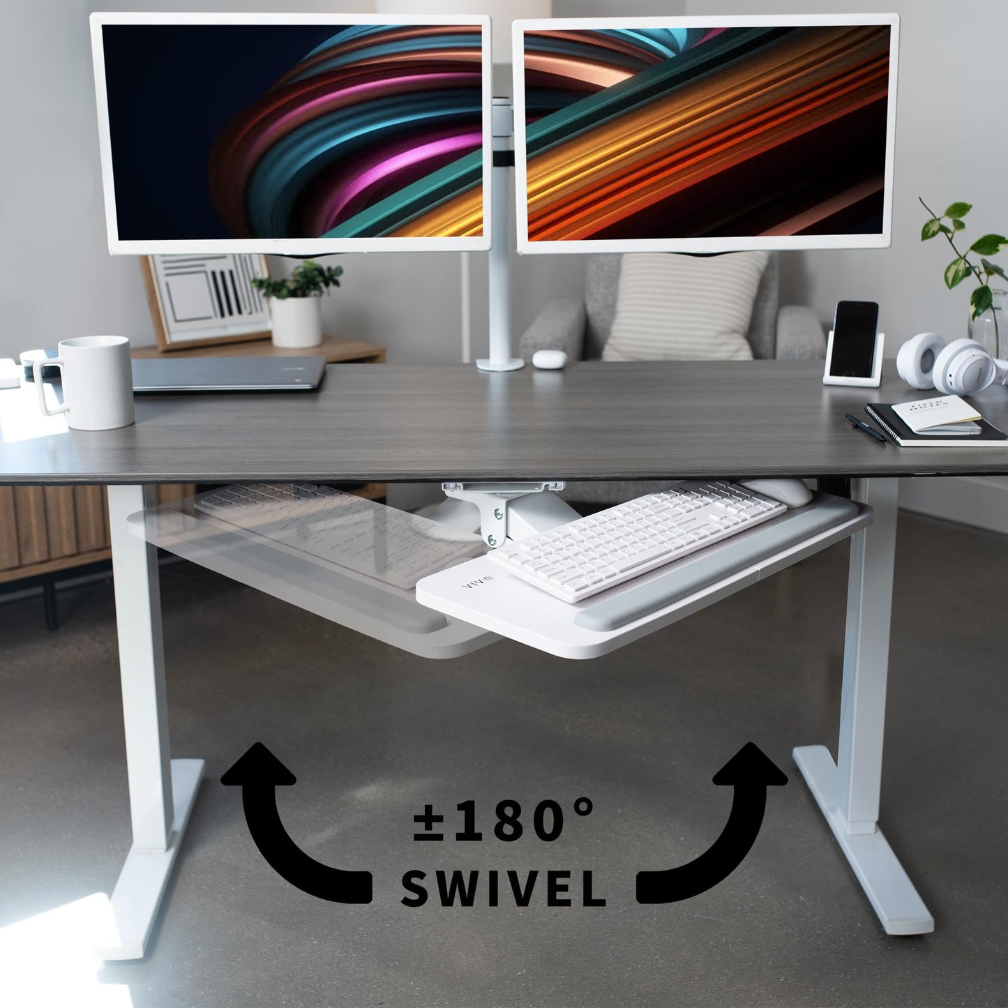 VIVO Adjustable Computer Keyboard & Mouse Platform Tray Ergonomic Under Table Desk Mount Drawer Underdesk Shelf (MOUNT-KB03B)