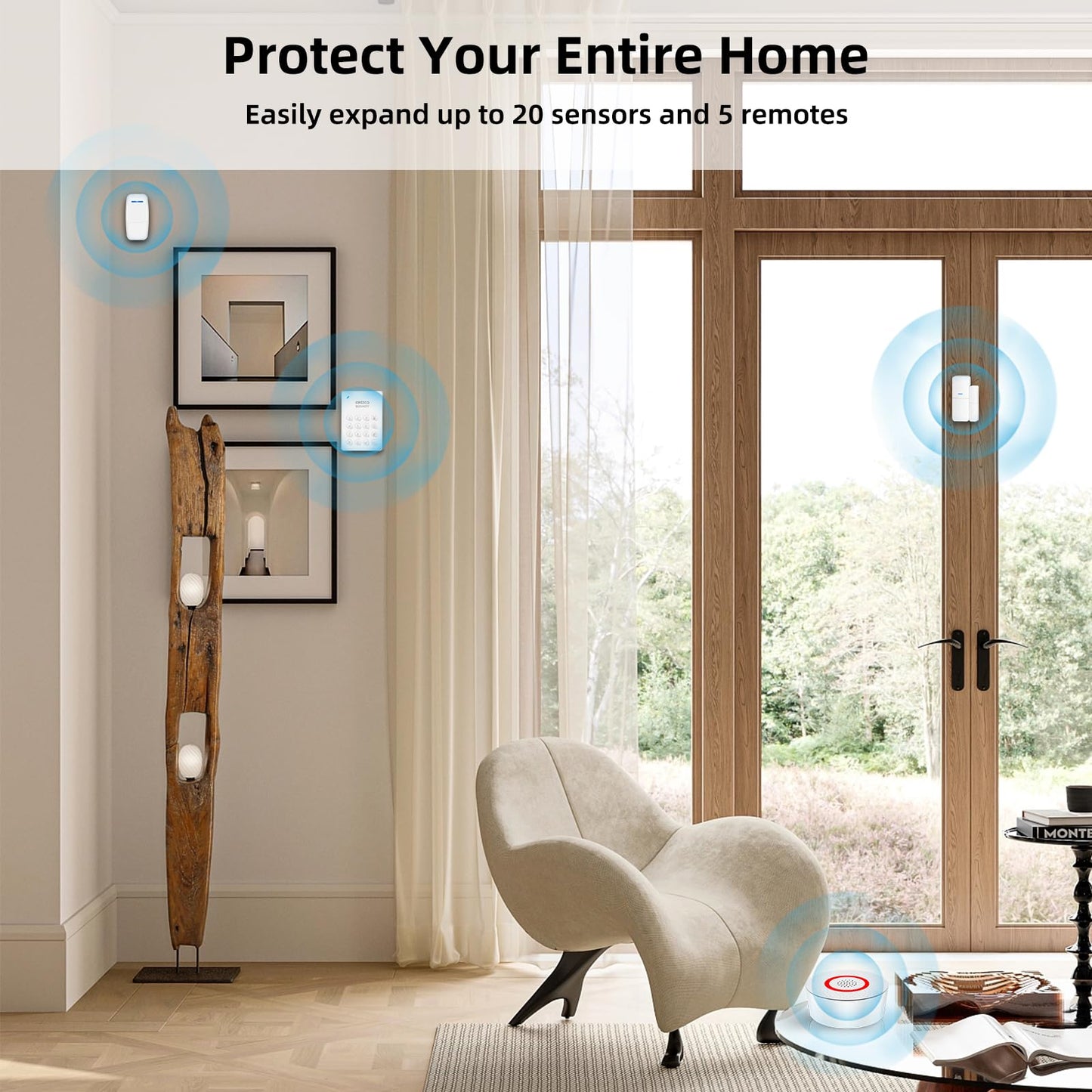 GRSICO Wireless Alarm System 9 Piece Kit, WiFi Alarm System for Home Security with Phone APP Alert (Alarm Siren, Keypad, Remote, Motion, and Door Sensors) for Home, Apartment, Compatible with Alexa