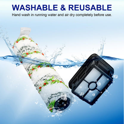 Lemige 3 Pack Multi-Surface Pet Brush Rolls 2788 and 3 Pack Vacuum Filters 1866 for Bissell CrossWave Max 2554 2590 2593 2596 for HydroSteam 35151 3515 35152 3513 3518 Vacuums, Part 1618641 & 1608684