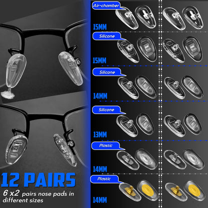 Eyeglass Sunglass Repair Kit,MINGFIX Magnetic Eye Glasses Repairing Tool Kit with Assorted Screws,Nose Pads,Small Screwdriver Bit Set & Tweezer with Mini Travel Case for Glasses,Sunglasses and Others