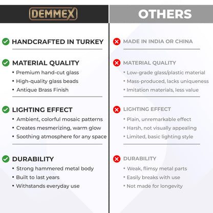 DEMMEX Turkish Moroccan Mosaic Table Lamp – Handcrafted Tiffany-Style Colorful Glass Swan Neck Bedside, Desk, Table Light, Boho Artisan Accent Lighting for Bedroom or Living Room – 15" H, Black White