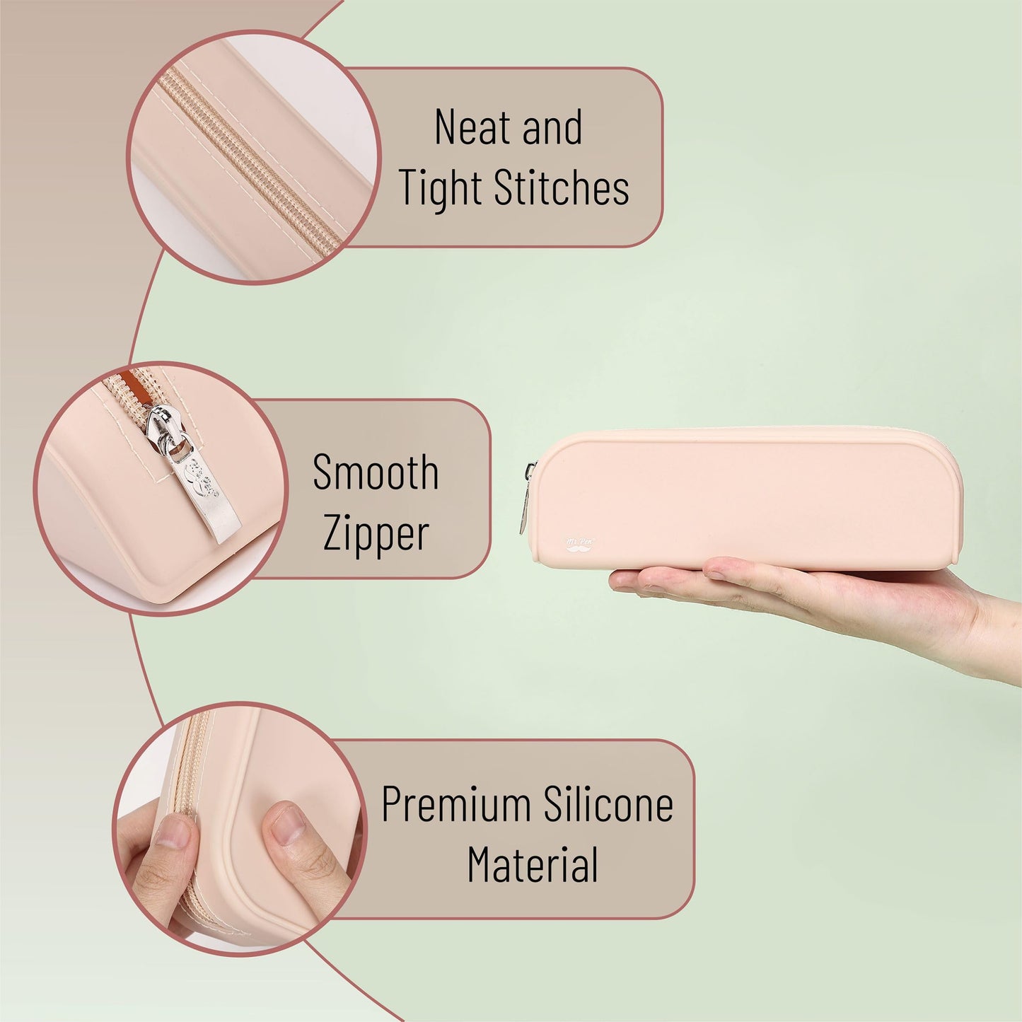 Mr. Pen- Silicone Pencil Case, Malibu Dune Color, Aesthetic Pencil Bag for Women, Makeup Pouch