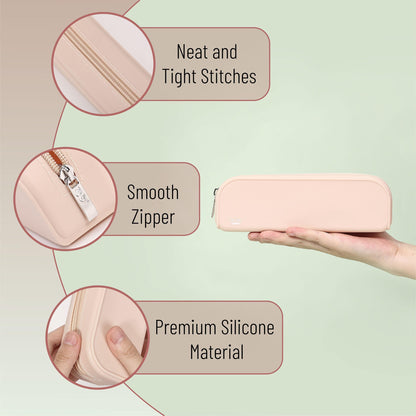 Mr. Pen- Silicone Pencil Case, Malibu Dune Color, Aesthetic Pencil Bag for Women, Makeup Pouch