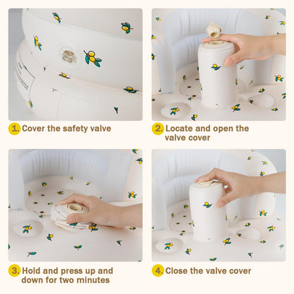 Inflatable Baby Chair, AirSwim Baby Inflatable Seat for Babies 3 Months and Up Summer Inflatable Baby Seat for Sitting Up, Blow Up Baby Floor Seat with Built in Air Pump, Orange