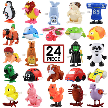Laxdacee Wind-Up Toys, 24 Pack Assorted Mini Toy for Kid Party Favors, Pinata Goody Bag Filler Stocking Stuffers for Boy Girl Children, Birthday Gifts Carnival Small Prizes Classroom Incentive Reward