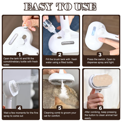 Katoggy Spray Cat Brush, Self Cleaning Dog Steam Brush, Easy To Clean, Remove Static Flying Hair Steam Grooming for Cats and Dogs