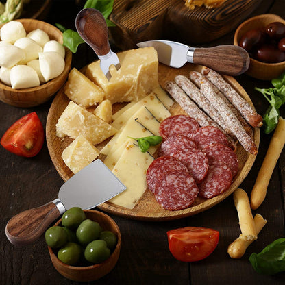 JLIAN MIOR Exquisite 6-Piece Cheese Knives Set, Stainless Steel Cheese Knife Set Collection (Acacia Wood Handle)