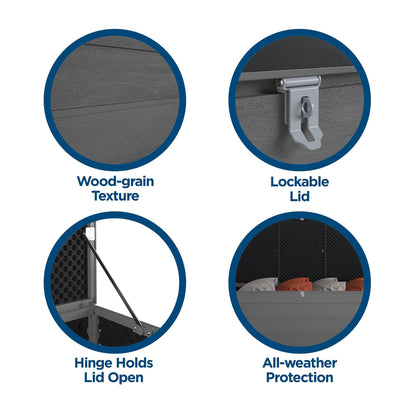 Cosco Outdoor Living 88180BGY1E Cosco Outdoor Patio Storage, Extra Large, 180 Gallons, Charcoal Deck Box, Black/Gray