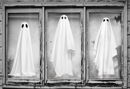 Extra Large Halloween Window Clings Ghosts Mirror Decorations for Glass Windows, Halloween Window Stickers Decals for School Home Office Party Supplies