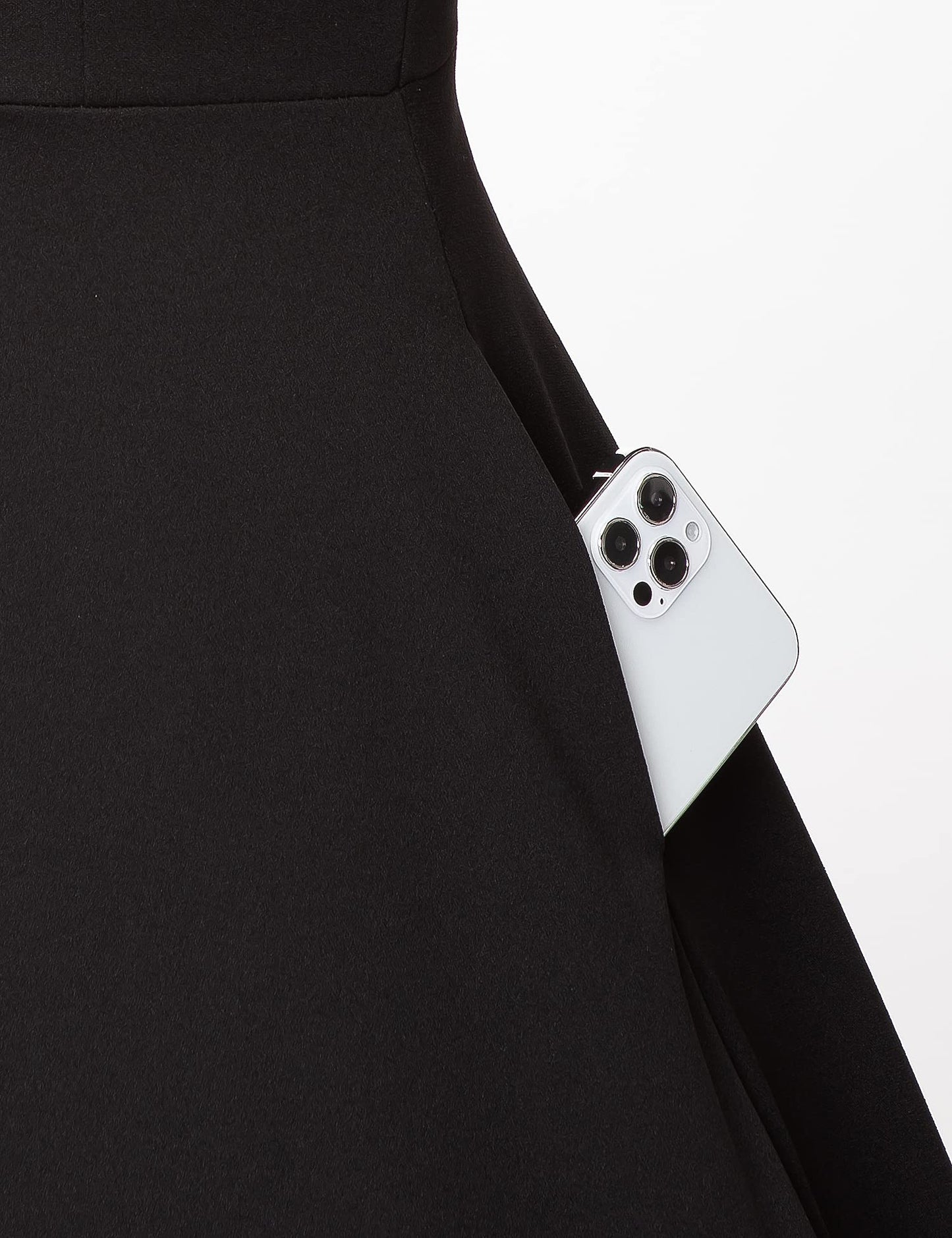 Milreason 1950s Dresses for Women Vintage Goth Swing Cocktail Dress with Pockets and Chiffon Shawl Black