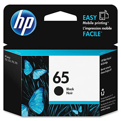 HP 65 Black Ink Cartridge for HP Printers | Works with Printer Series: AMP 100, DeskJet 2600, 3700; ENVY 5000 | Eligible for Instant Ink | N9K02AN