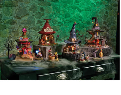 Department 56 Ceramic Snow Village Halloween Witch Hollow Toads and Frogs Witchcraft Haunt Lit House, 5.91 Inch, Multicolor