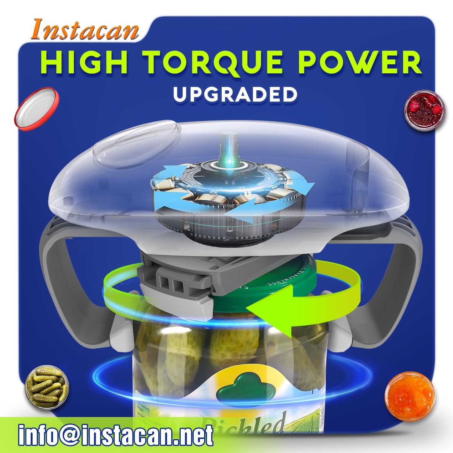 INSTACAN Higher Torque and One Touch Electric Jar Opener Easy Remove Almost Size Lid with Auto-Off, Powerful Bottle Opener for Arthritic Hands, Automatic Jar Opener for Weak Hands and Seniors (White)