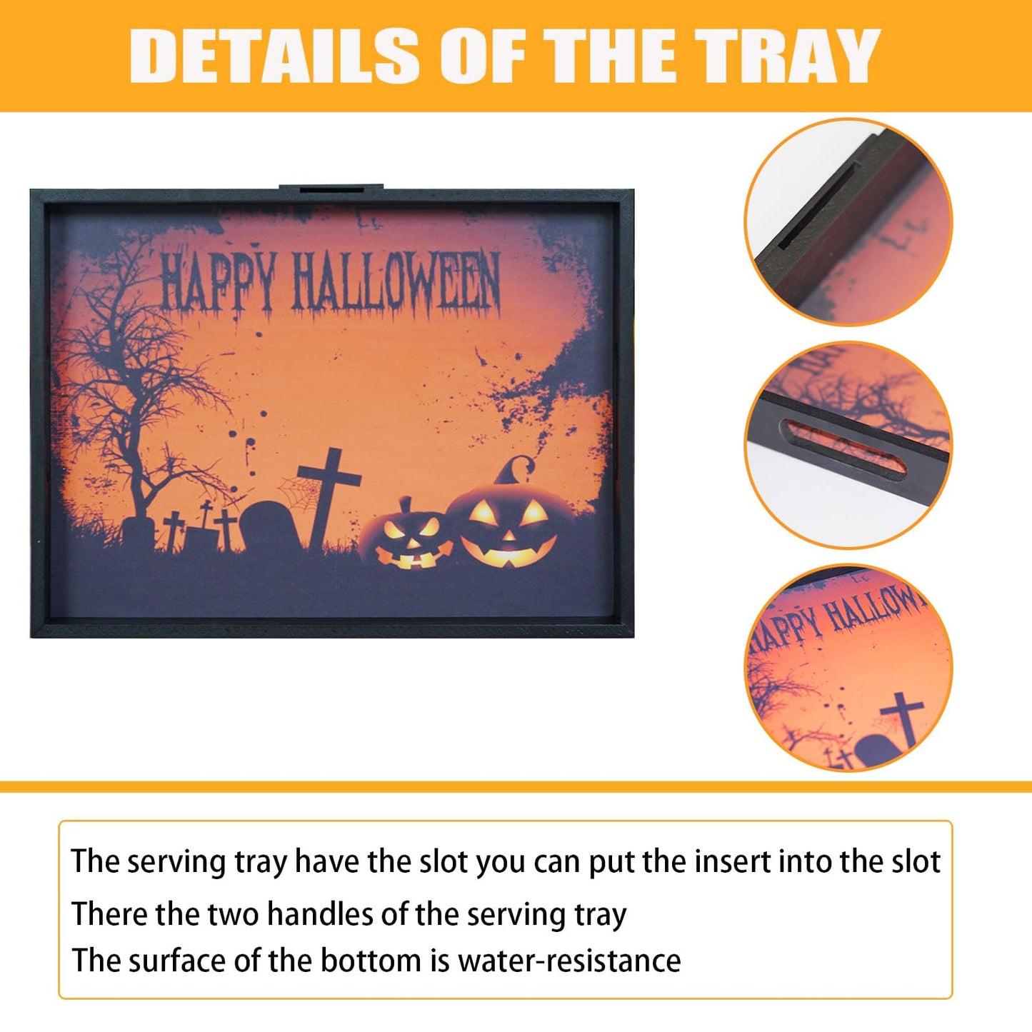 Krismax Halloween Decorations Decorative Serving Trays and Platters Pumpkin Tray - Snacks Bowl Candy Dish - for Breakfast, Lunch, Dinner, Appetizers - Food Tray