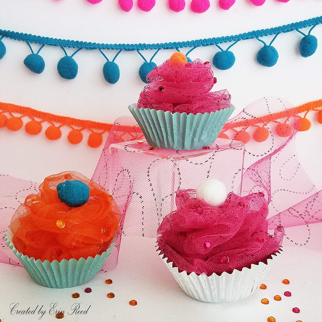 Expo International Decorative Matte Tulle, Lightweight Polyester Tulle Fabric for Tutus, Costumes, and Party Decorations, Washable, Easy-to-Use, 6 Inch x 25 Yards, Orange, Pack of 4