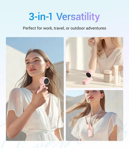 Diveblues Handheld Turbo Fan, USB Rechargeable Battery Powered, Small Portable Pocket Fan for Travel, Outdoor, Home, Office, Concerts, Lash, Gift for Women(Pink)