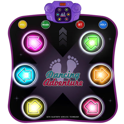 Flooyes Dance Mat Toys for 3-12 Year Old Kids, Electronic Dance Pad with Light-up 6-Button Wireless Bluetooth, Music Dance with 5 Game Modes, Birthday Toys Gifts for 3 4 5 6 7 8 9 10+ Year Old Girls