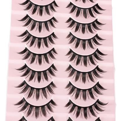 10 Pairs Manga Lashes Spiky Anime Cosplay Lashes 15mm Janpanese False Eyelashes Manhua Anime Doll Eye Lashes Halloween Makeup False Lashes