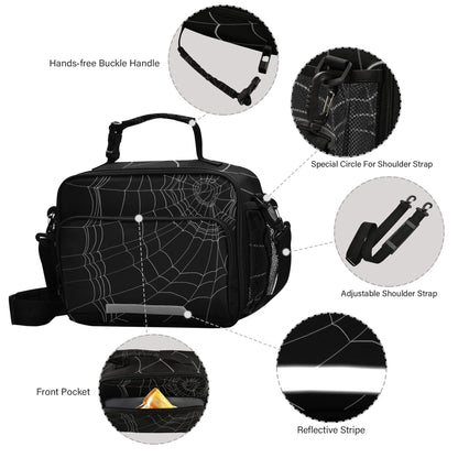 Glaphy Cobweb Lunch Bag Insulated Black Spiders Web Lunch Box Cooler Cooling Tote Food Container for Men Women Kids Adults