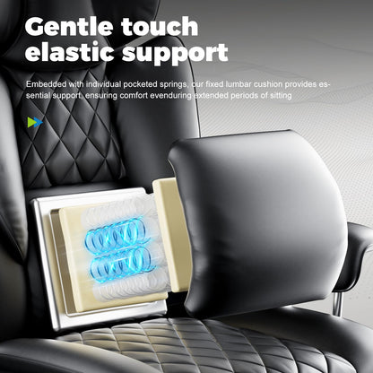 COMHOMA Big and Tall Office Chair, High Back Leather Gaming Chair with Footrest, Executive Ergonomic Office Chair with Pocket Spring Lumbar Support and with Outward Fixed Soft Armrests