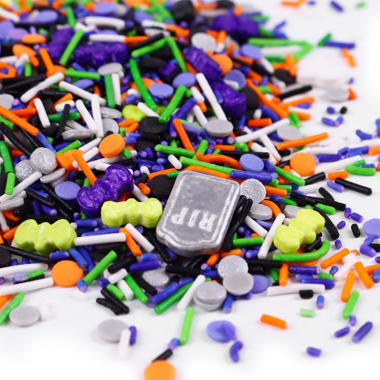 Edible Halloween Sprinkles for Cake Decorations 4.2oz Tombstone Sprinkles for Cupcake Topper, Ghosts Bat Cupcake Toppers Ice Cream, Candy, Cookie Perfect for Dessert Decoration