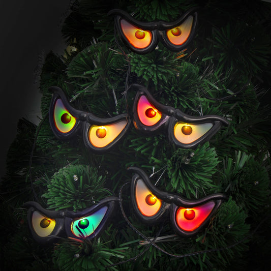 Halloween Flashing Spooky Eyes Lights, 5 Pcs Auto Color Changing Light Up Eyeball Halloween Decorations, Battery Operated String Lights for Indoor Outdoor Room Yard Garden Party Carnival Supplies