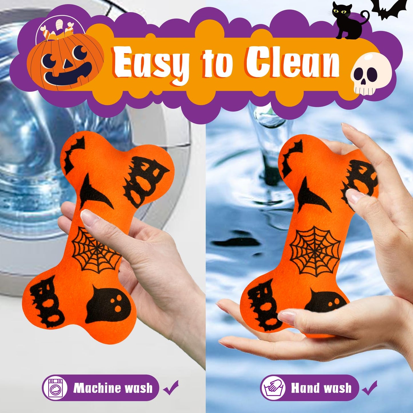 Lepawit Halloween Dog Toys Plush 4Pack Dog Squeaky Toys Interactive Fetching Dog Toys Stuffed Toy Suitable for Medium and Large Dogs