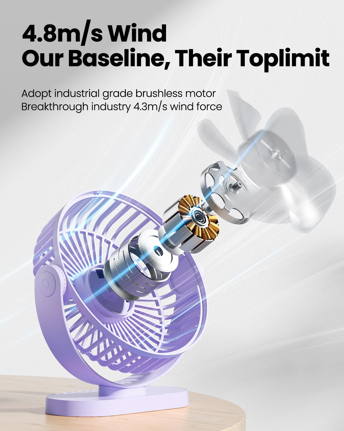 Gaiatop USB Desk Fan, 5.5 Inch Small Quiet Powerful 3 Speeds 90° Rotate, Personal Mini Portable Desktop Table Fans, Cooling for Home Office Car Travel Indoor Outdoor Pink