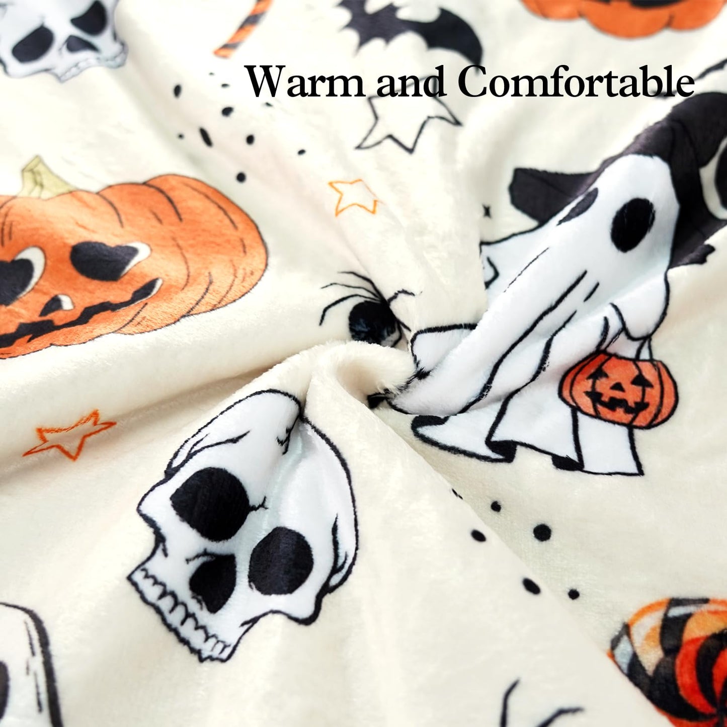 Halloween Ghost Boo Blanket- Fun and Cute Flannel Soft Warm Blanket for Sofas and Chairs - 50x60 Inch