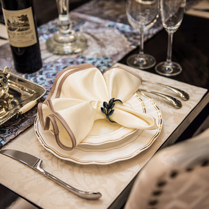 KPOSIYA Napkin Rings Set of 20 Hollow Cut Metal Napkin Holder Dinning Table Setting for Wedding Party Banquet Christmas Dinner Delicate Serviette Buckles Decor (Ye Zi-Black 20