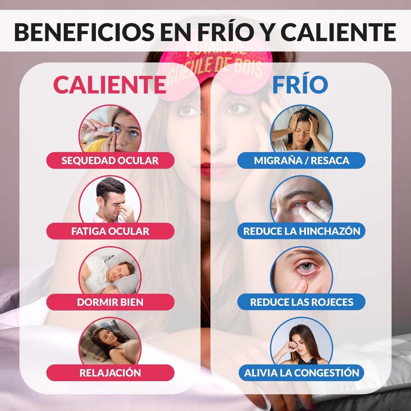 FISURA - Eye Mask Gel Eye Mask for Puffy Eyes and Dark Circles Sleep Mask Dimensions: 18.5 cm x 9 cm (Cater FR, Pink)