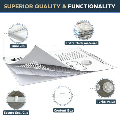 8 pack XXL Jumbo Vacuum Storage Bags - Vacuum Seal Bags for Clothing, Bedding, Blankets - Storage And Organization – Space Saver Vacuum Storage Bags - 4XXL (47x35in) + 4Jumbo (39.5x31.5in)