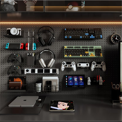 HUHOLE Pegboard Drill Holder, Peg Board Utility Hooks, 10 Pack Heavy Duty Peg Board Tool Holder for Power Tools, Drill, Hammer, Cord, Fit for 1/4" Pegboard