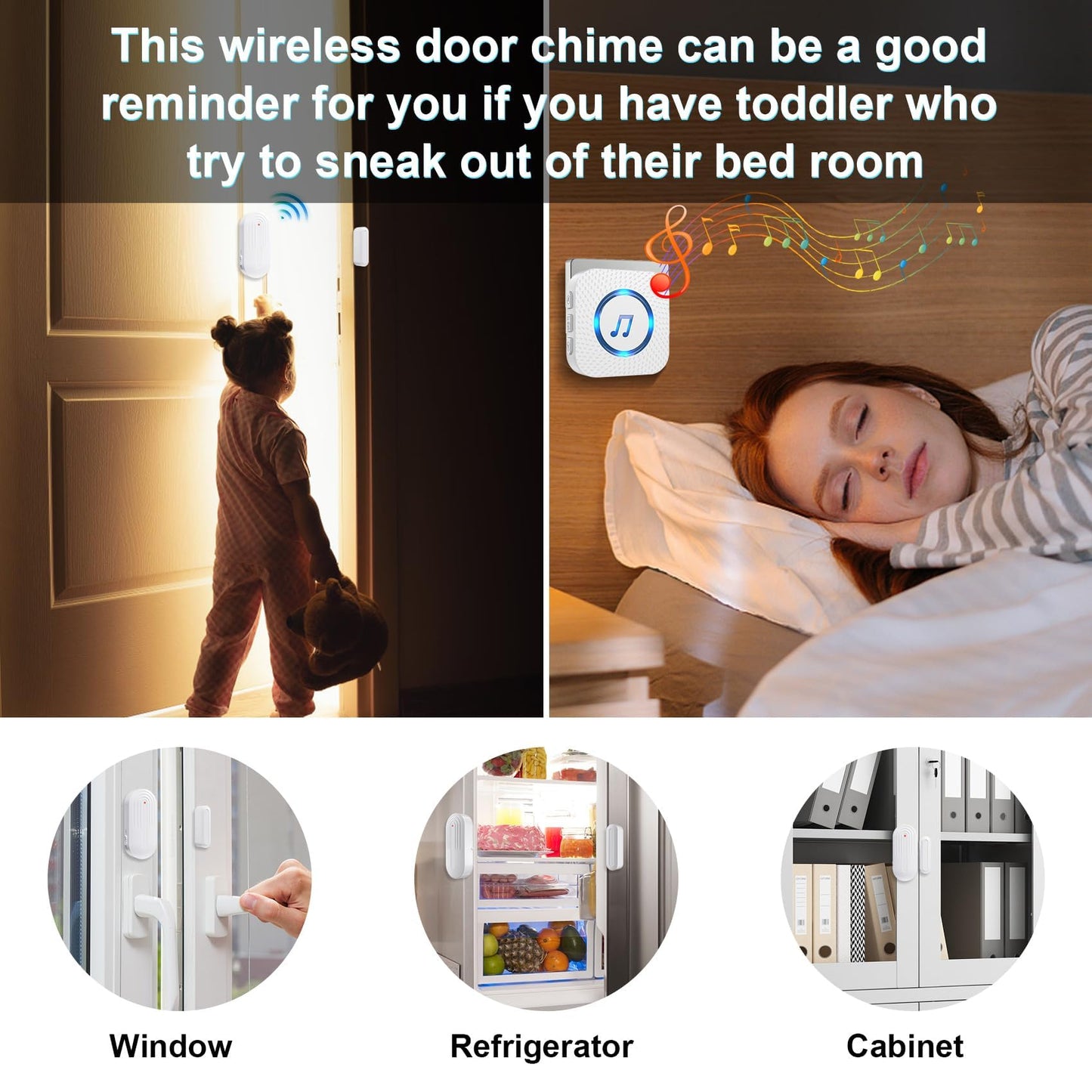 Door Chime,SanJie Wireless Door Sensor Chime When Door Opens,Door Entry Alarm Chime for Business/Home/Kids,500 FT Range,26 Chimes 5 Adjustable Volume Door Ringer Alert 2 Sensors + 1 Receivers